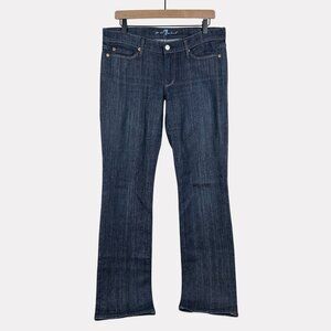 7 for All Mankind Straight Leg Jeans Womens 30 Dark Wash Five Pocket Zip 7Fam